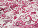 biała bawełna devore w różowe roślinne ornamenty i paisley'e