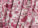 biała bawełna devore w różowe roślinne ornamenty i paisley'e