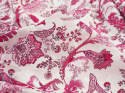 biała bawełna devore w różowe roślinne ornamenty i paisley'e
