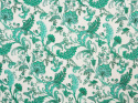 biała bawełna devore w miętowe, roślinne ornamenty i paisley'e