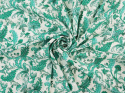 biała bawełna devore w miętowe, roślinne ornamenty i paisley'e
