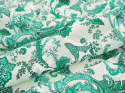 biała bawełna devore w miętowe, roślinne ornamenty i paisley'e