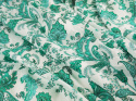 biała bawełna devore w miętowe, roślinne ornamenty i paisley'e