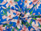 Bawełna elastyczna - Różowe lilie niebieski DG