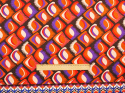 panel bawełniany wzór retro folk fioletowy, pomarańczowy