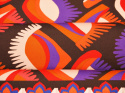 panel bawełniany wzór retro folk fioletowy, pomarańczowy