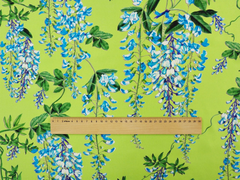 zielony jedwab w niebieskie wisterie zielony jedwab w niebieskie wisterie