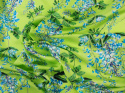 zielony jedwab w niebieskie wisterie