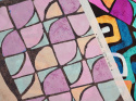 jedwab w abstrakcyjny retro wzór z fioletem