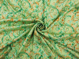 Jedwab twill - Roślinne ornamenty pistacjowy