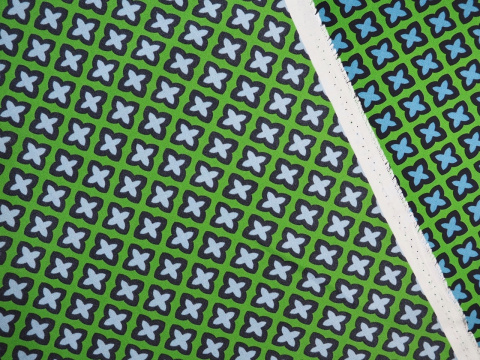 zielony jedwab twill w niebieskie, retro koniczynki zielony jedwab twill w niebieskie, retro koniczynki