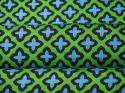 zielony jedwab twill w niebieskie, retro koniczynki