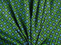 zielony jedwab twill w niebieskie, retro koniczynki