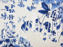Jedwab krepa - Granatowe kwiaty na bieli [panel 1,4 m]