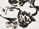 biała bawełna w malowane, czarno-kremowe, indyjskie kwiaty