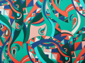 jedwab abstrakcyjny wzór morski brzoskwiniowy