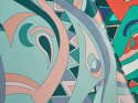 jedwab abstrakcyjny wzór morski brzoskwiniowy