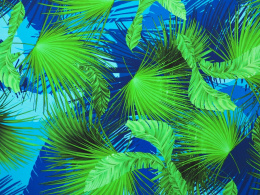 Jedwab krepa - Zielone liście palmowe