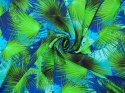 niebieski jedwab w zielone liście palmowe
