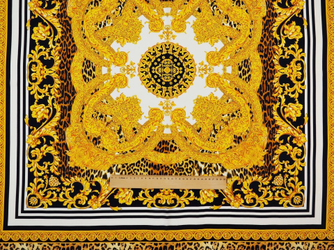 jedwab panel w złote ornamenty i panterkę jedwab panel w złote ornamenty i panterkę