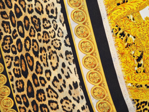 jedwab panel w złote ornamenty i panterkę jedwab panel w złote ornamenty i panterkę