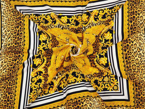 jedwab panel w złote ornamenty i panterkę jedwab panel w złote ornamenty i panterkę