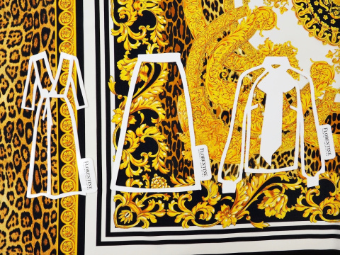 jedwab panel w złote ornamenty i panterkę jedwab panel w złote ornamenty i panterkę