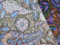 jedwab w gęsty, orientalny wzór z fioletem