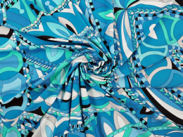 Lycra sygnowana - Abstrakcyjne ornamenty niebieskie