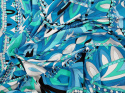 lycra w abstrakcyjne, niebieski ornamenty Pucci