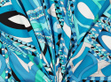 lycra w abstrakcyjne, niebieski ornamenty Pucci