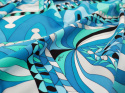 lycra w abstrakcyjne, niebieski ornamenty Pucci