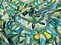 lycra w abstrakcyjne, niebiesko zielone ornamenty Pucci