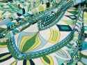 lycra w abstrakcyjne, niebiesko zielone ornamenty Pucci