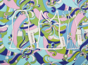 lycra w abstrakcyjne, pastelowe kwiaty z indygo