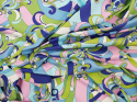 lycra w abstrakcyjne, pastelowe kwiaty z indygo