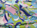 lycra w abstrakcyjne, pastelowe kwiaty z indygo