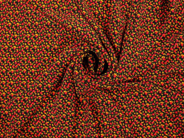 Wiskoza krepa - Drobne kwiatki na czerni