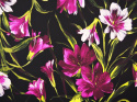 czarny jedwab we fioletowe kwiaty