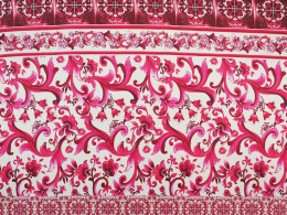 Jedwab szyfon - Różowe kafle [panel 1,35 m]