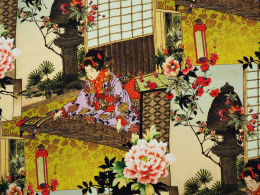 Jedwab krepa - Japoński wzór ogród