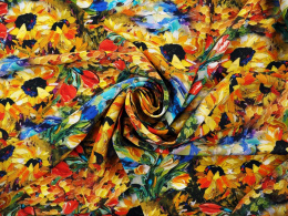 jedwab w obraz impresjonistyczny słoneczników i tulipanów