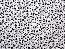 biała wiskoza w czarny wzór roślinny