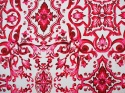 bawełna w różowe, roślinne ornamenty