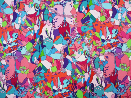 Jedwab elastyczny - Abstrakcyjne kwiaty i motyle