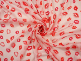 Jedwab szyfon - Usta na różu