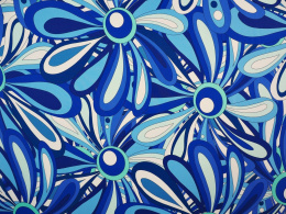 Jedwab elastyczny - Niebieskie, abstrakcyjne kwiaty