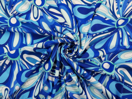 Jedwab elastyczny - Niebieskie, abstrakcyjne kwiaty