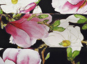 czarny jedwab w kwiaty magnolii