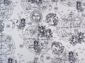 biały jedwab w fantazyjne i astrologiczne motywy